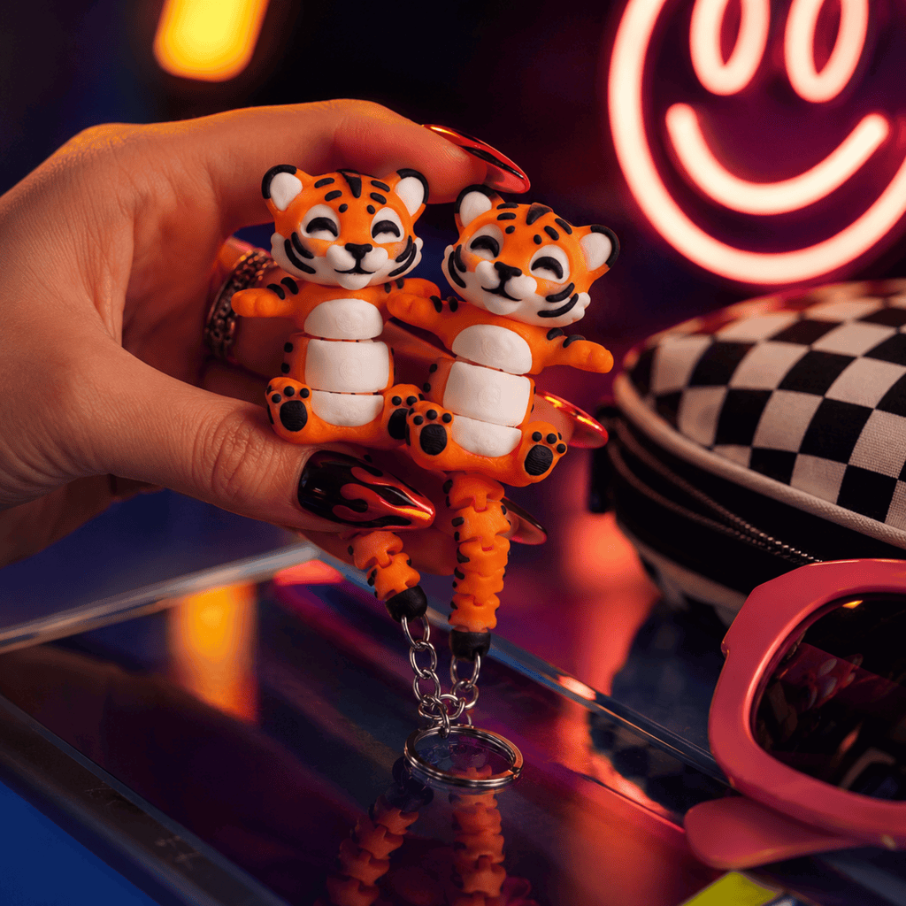 Baagh Snap — Articulated Flexi Tiger Keychain, Magnetic Paws, Bag Charm