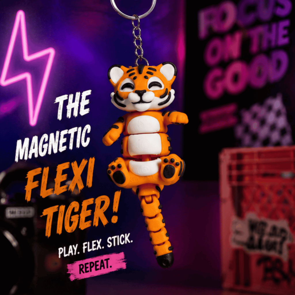 Baagh Snap — Articulated Flexi Tiger Keychain, Magnetic Paws, Bag Charm