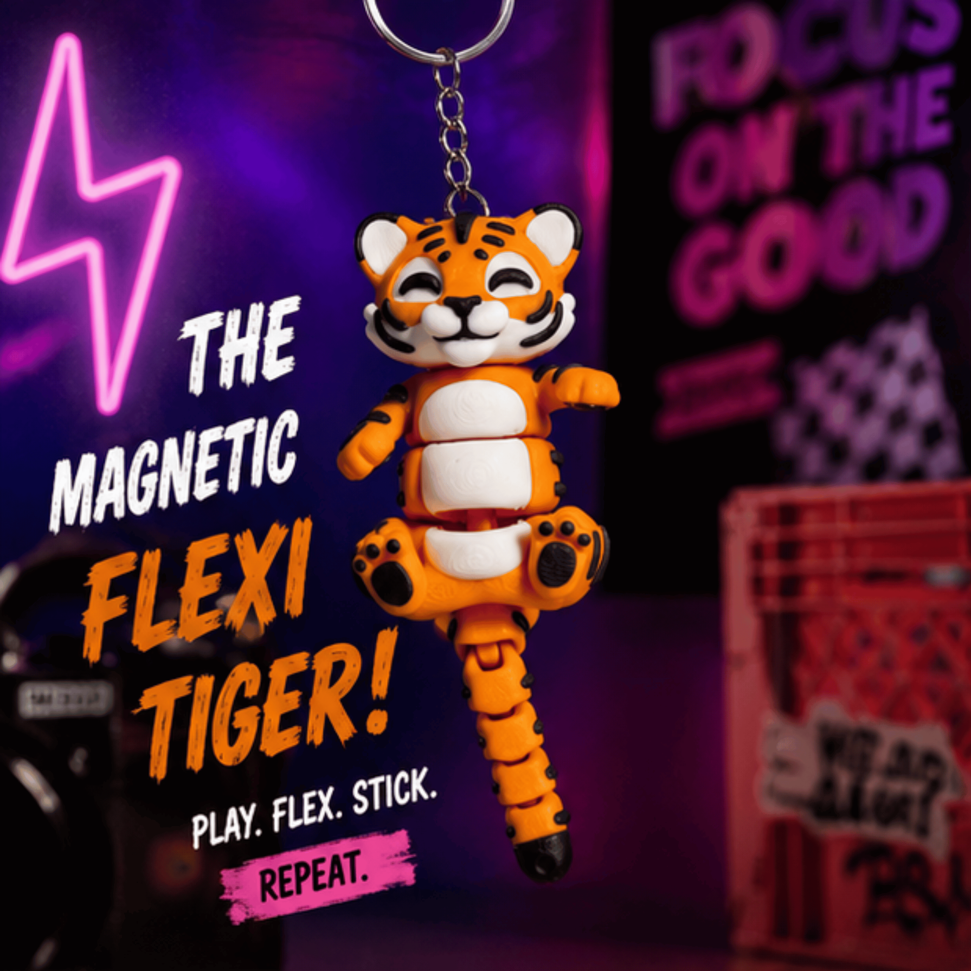Baagh Snap — Articulated Flexi Tiger Keychain, Magnetic Paws, Bag Charm