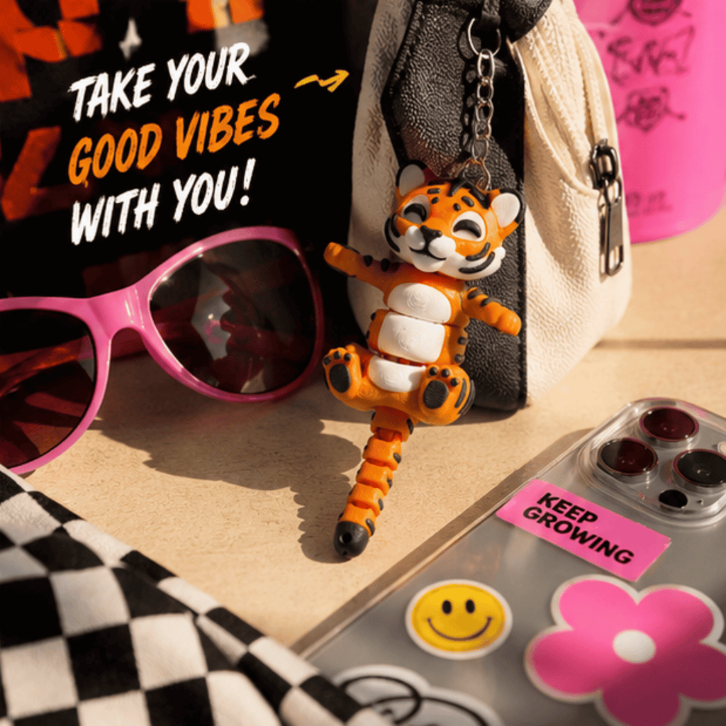 Baagh Snap — Articulated Flexi Tiger Keychain, Magnetic Paws, Bag Charm