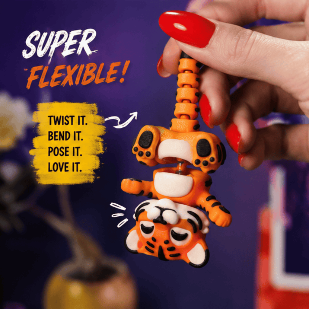 Baagh Snap — Articulated Flexi Tiger Keychain, Magnetic Paws, Bag Charm