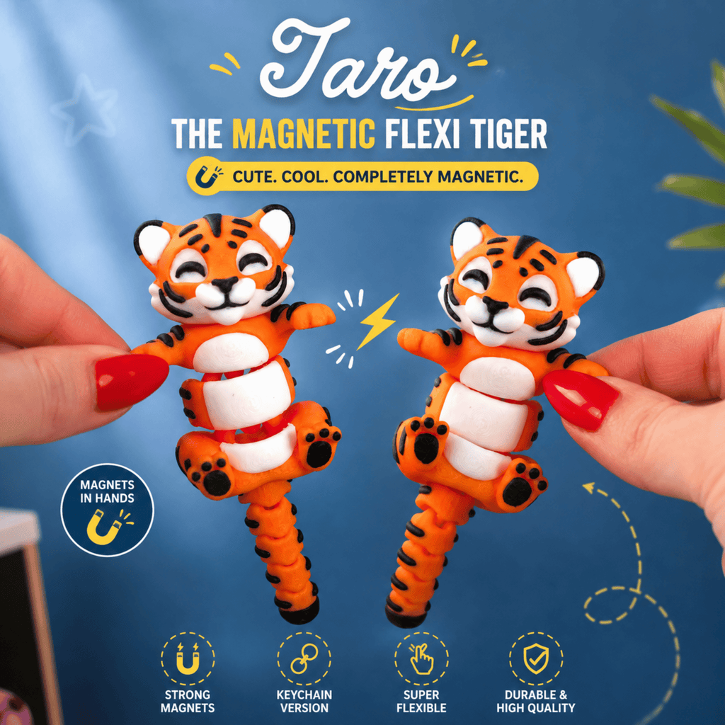 Baagh Snap — Articulated Flexi Tiger Keychain, Magnetic Paws, Bag Charm