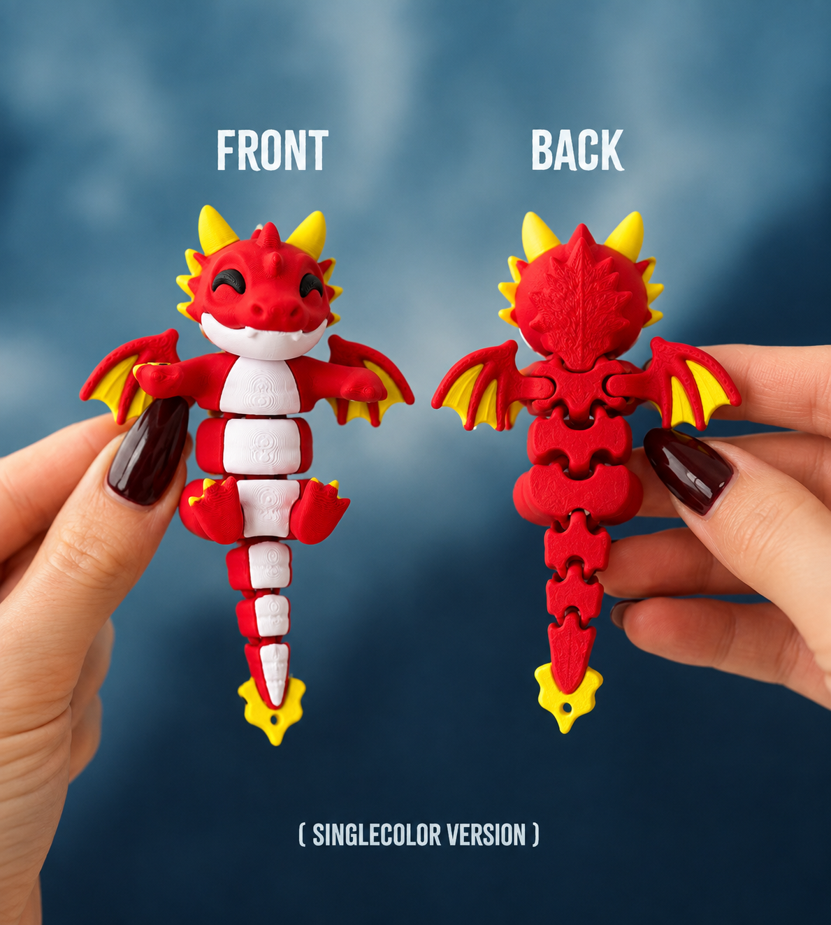 Agni Snap — Articulated Flexi Dragon Keychain, Magnetic Paws