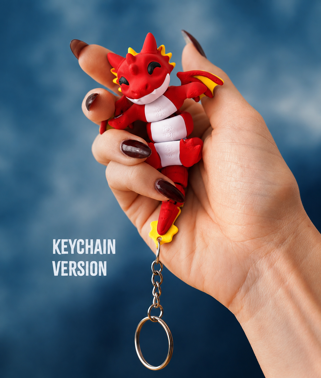 Agni Snap — Articulated Flexi Dragon Keychain, Magnetic Paws