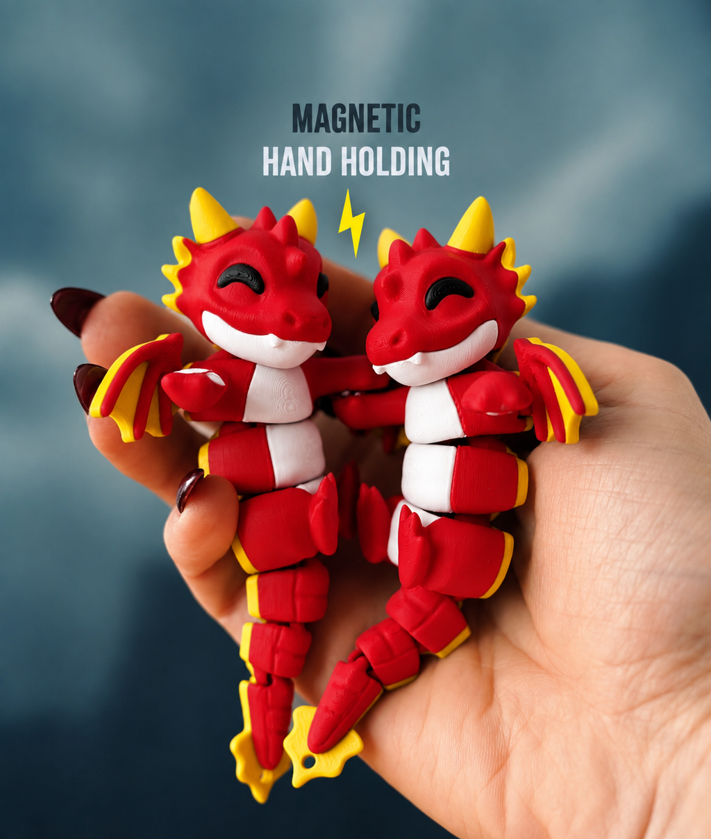 Agni Snap — Articulated Flexi Dragon Keychain, Magnetic Paws