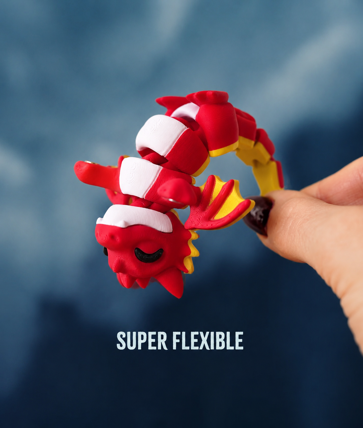 Agni Snap — Articulated Flexi Dragon Keychain, Magnetic Paws