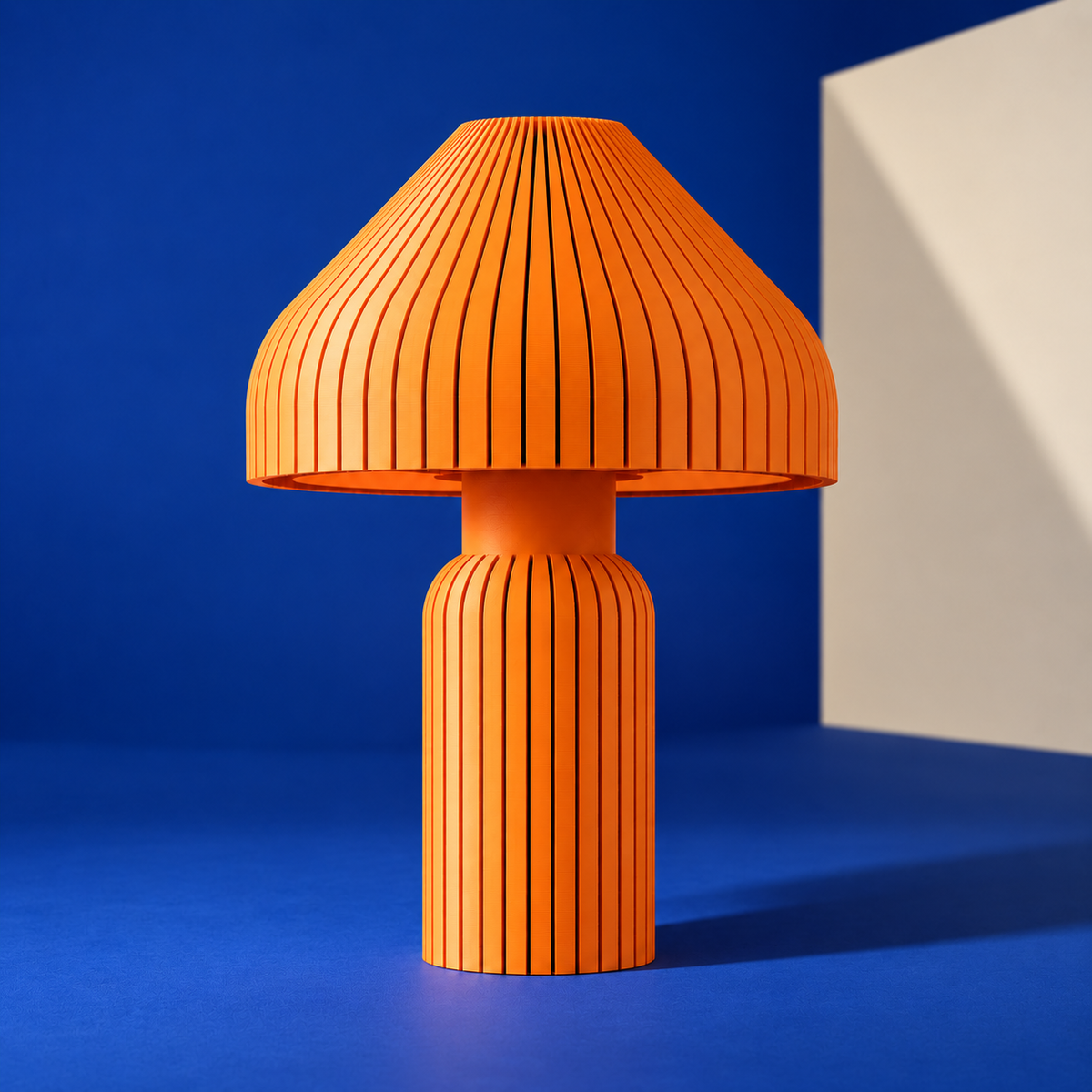 Pliora - Designer Table Lamp: Fluted Mushroom Bedside Lamp for Bedroom & Living Room