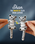Shan Snap — Articulated Flexi Snow Leopard Keychain, Magnetic Paws