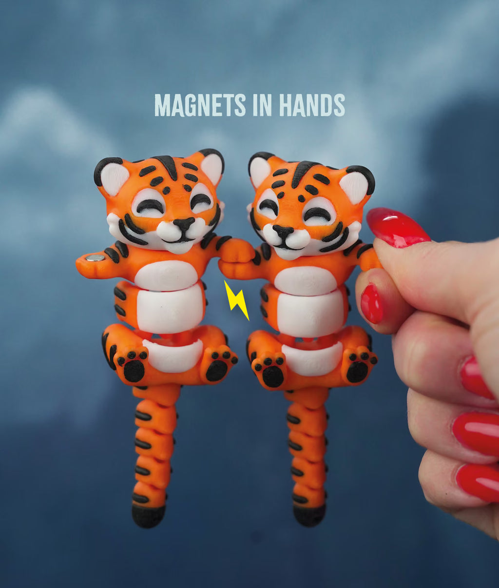 Baagh Snap — Articulated Flexi Tiger Keychain, Magnetic Paws, Bag Charm