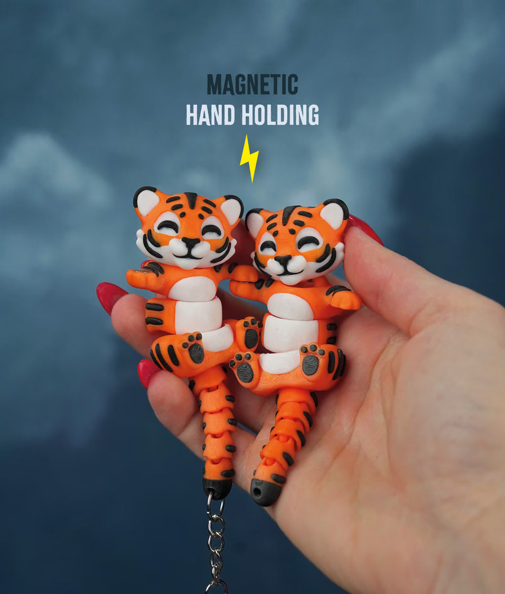 Baagh Snap — Articulated Flexi Tiger Keychain, Magnetic Paws, Bag Charm