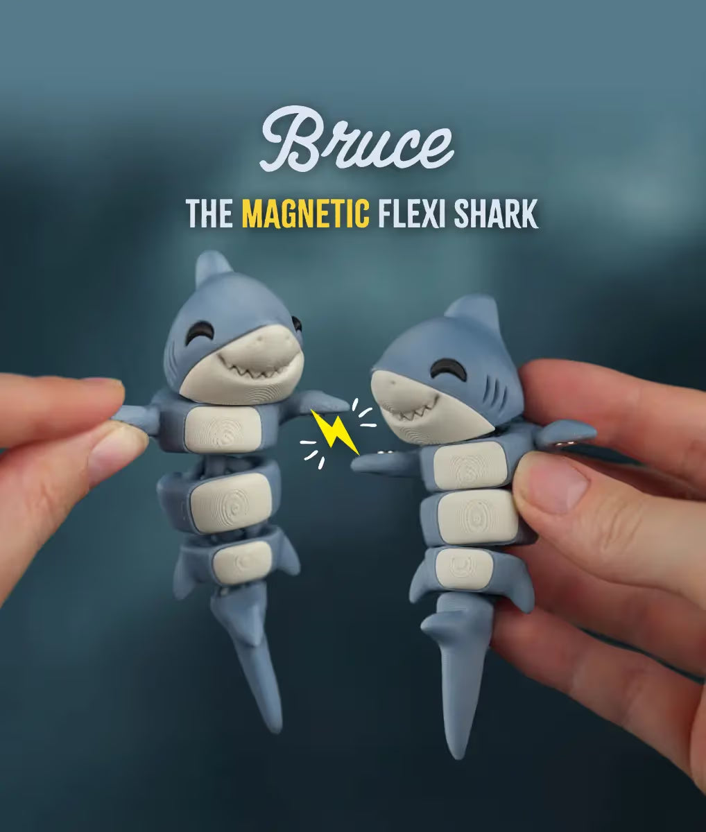 Lehar Snap — Articulated Flexi Shark Keychain, Magnetic Fins