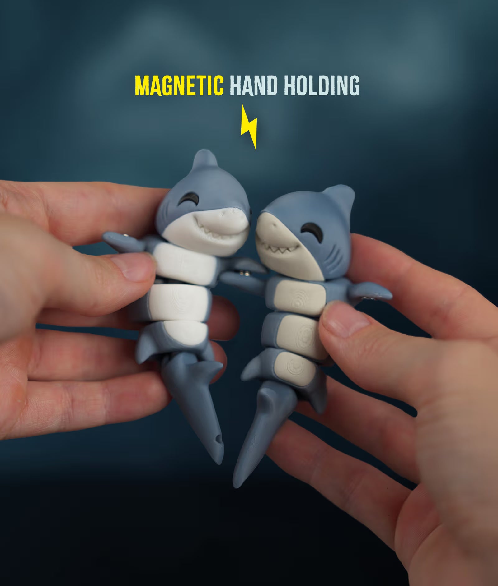 Lehar Snap — Articulated Flexi Shark Keychain, Magnetic Fins