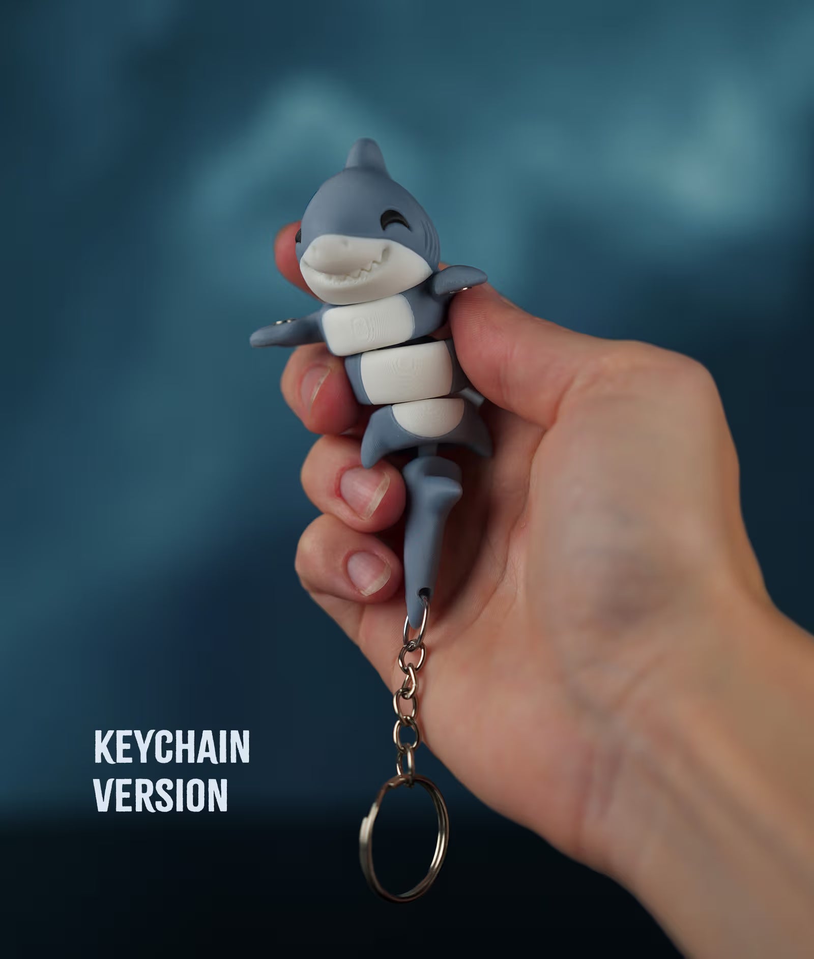Lehar Snap — Articulated Flexi Shark Keychain, Magnetic Fins