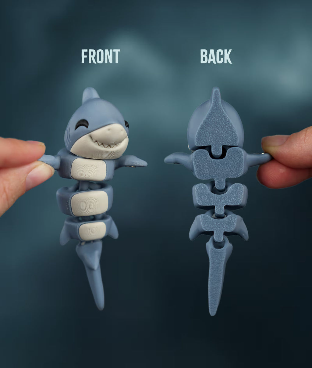 Lehar Snap — Articulated Flexi Shark Keychain, Magnetic Fins