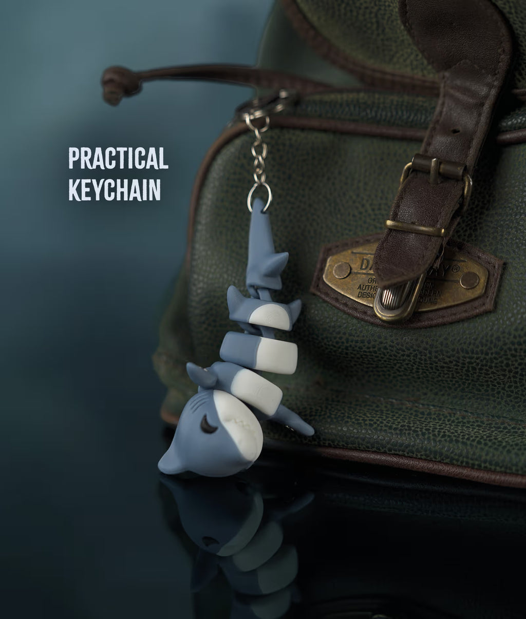 Lehar Snap — Articulated Flexi Shark Keychain, Magnetic Fins