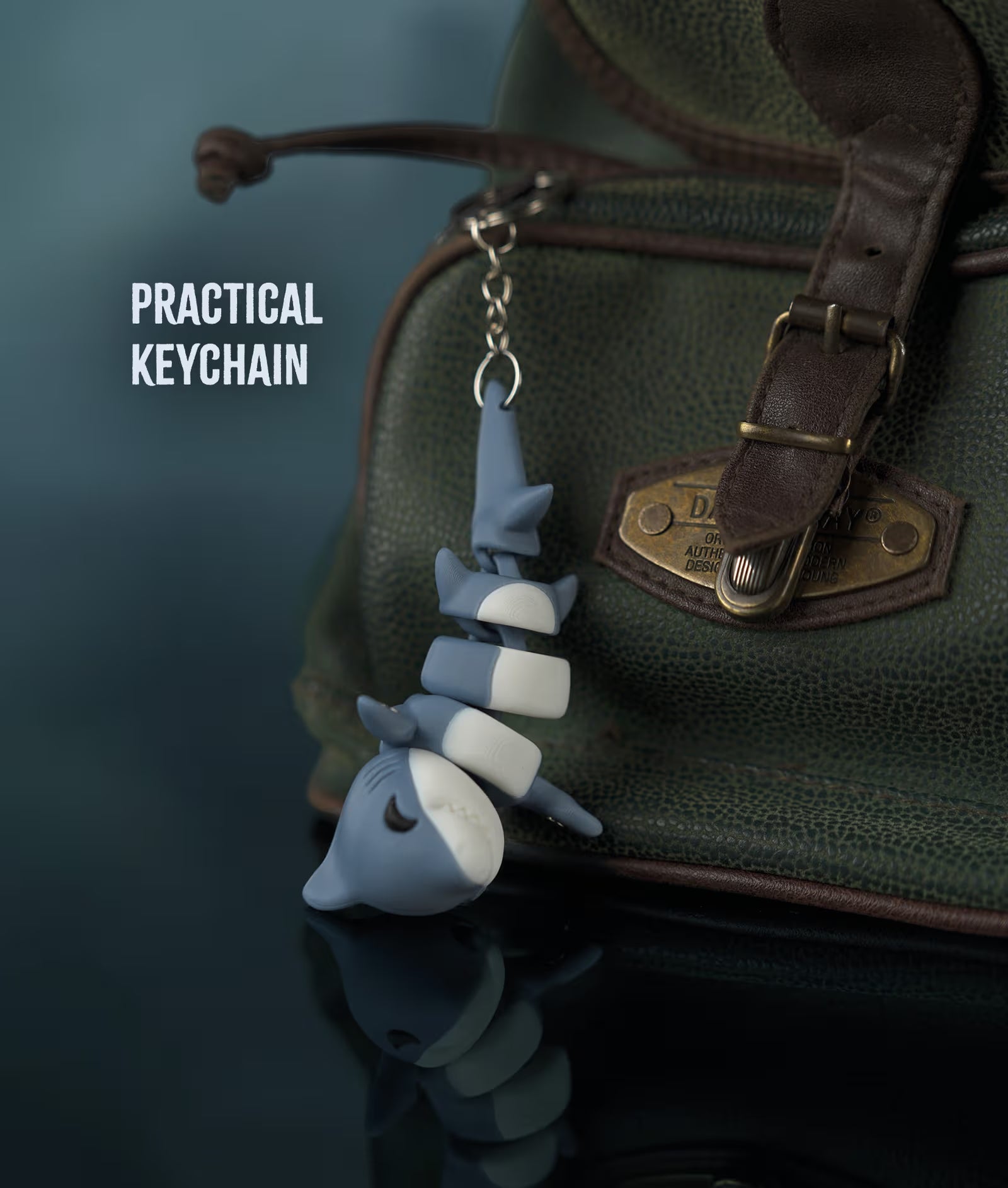 Lehar Snap — Articulated Flexi Shark Keychain, Magnetic Fins