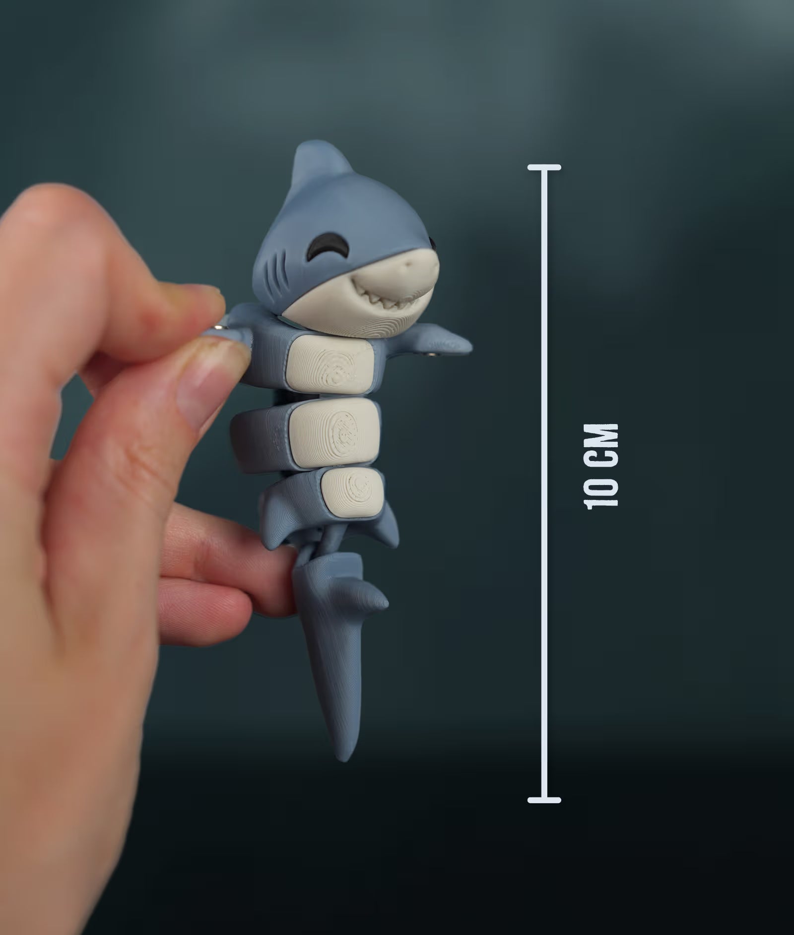 Lehar Snap — Articulated Flexi Shark Keychain, Magnetic Fins
