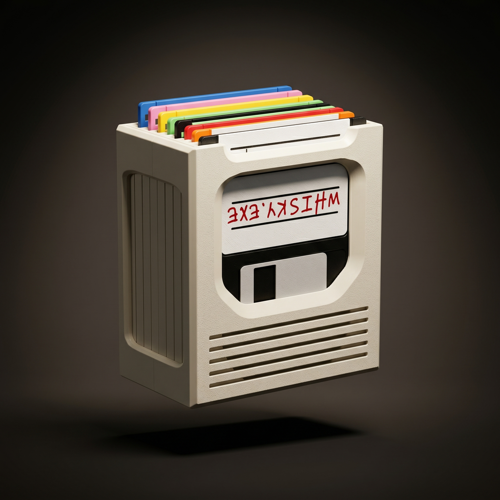 Floppy Click — Retro 80s Floppy Disk Coaster Holder, 8 Coasters, Desk Accessory