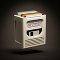 Floppy Click — Retro 80s Floppy Disk Coaster Holder, 8 Coasters, Desk Accessory