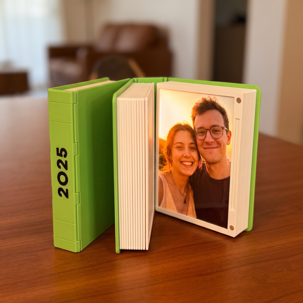 Memory Book — Sliding Photo Album, Holds 12 Photos, Desk Keepsake