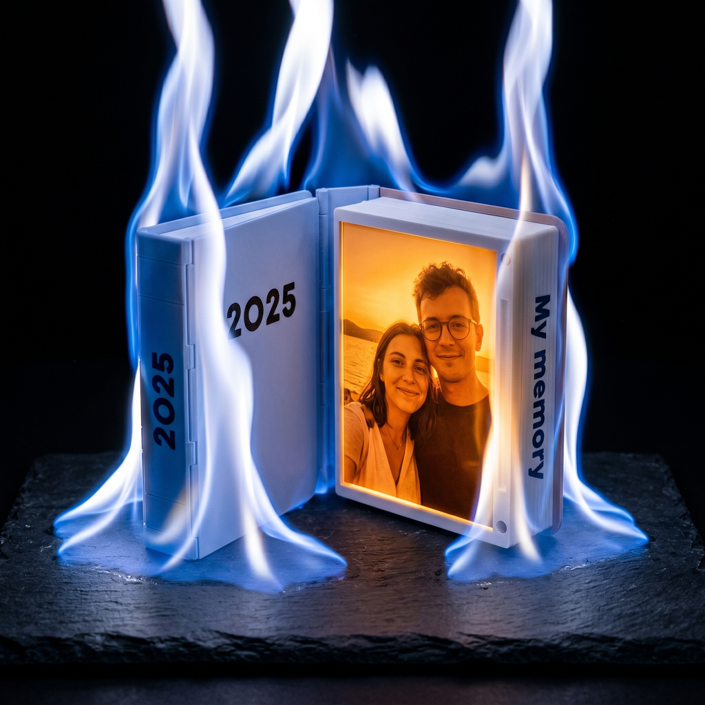 Memory Book — Sliding Photo Album, Holds 12 Photos, Desk Keepsake