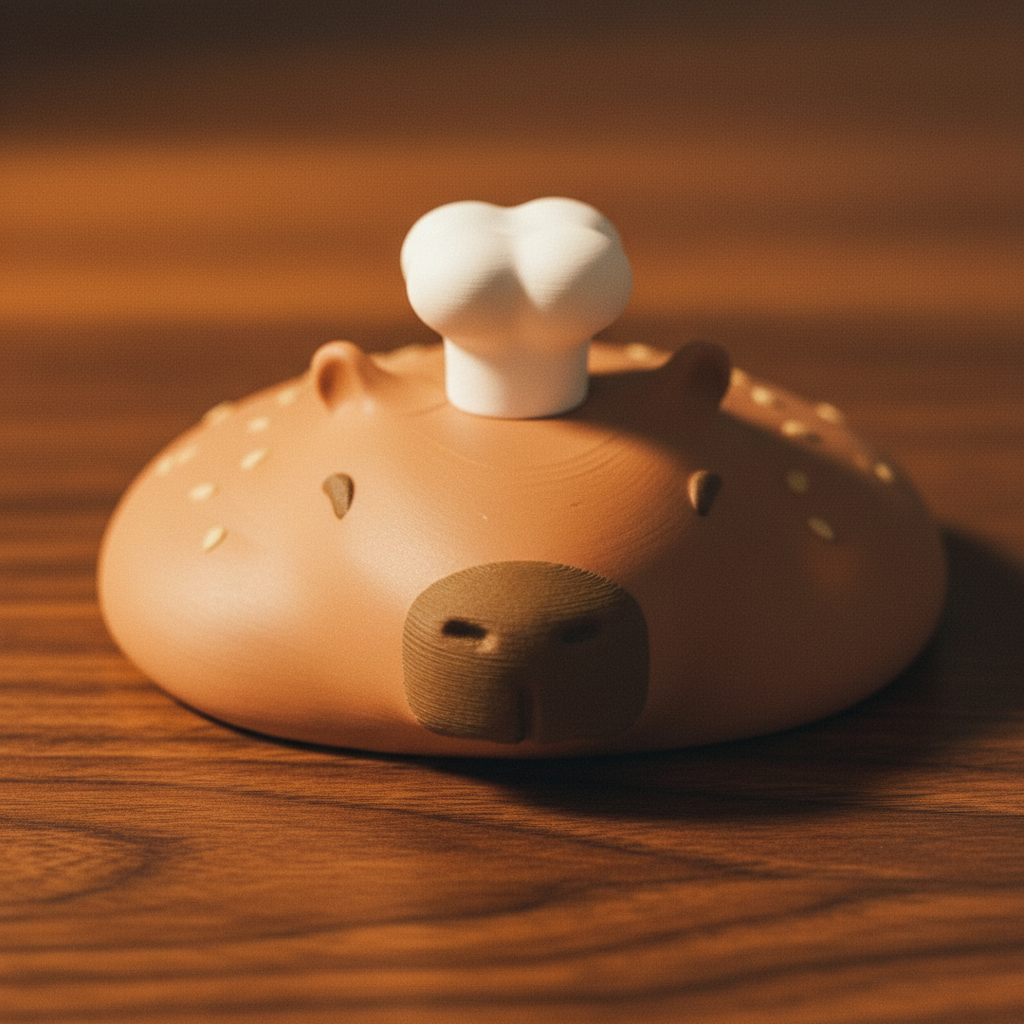 Capy-Burger Coaster Set — Capybara Burger, 4 Coasters + Bottle Opener, Desk Accessory