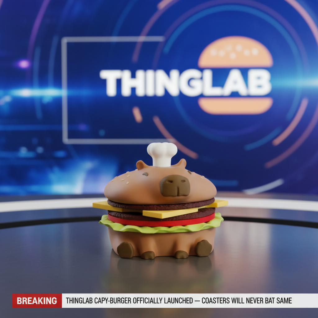 Capy-Burger Coaster Set — Capybara Burger, 4 Coasters + Bottle Opener, Desk Accessory