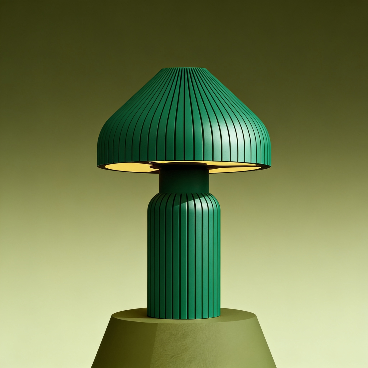 Pliora - Designer Table Lamp: Fluted Mushroom Bedside Lamp for Bedroom & Living Room