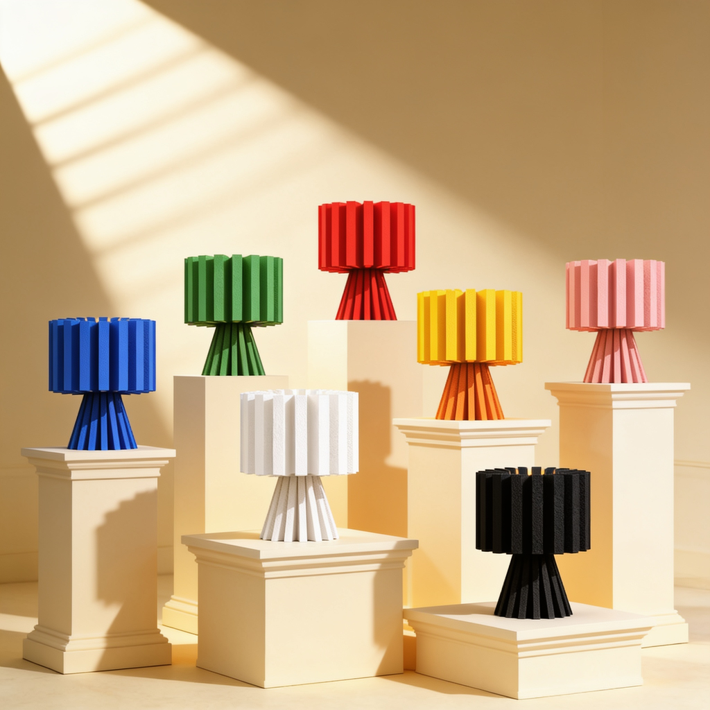 Flaro - Designer Table Lamp: Ribbed Sculptural Bedside Lamp for Bedroom & Living Room