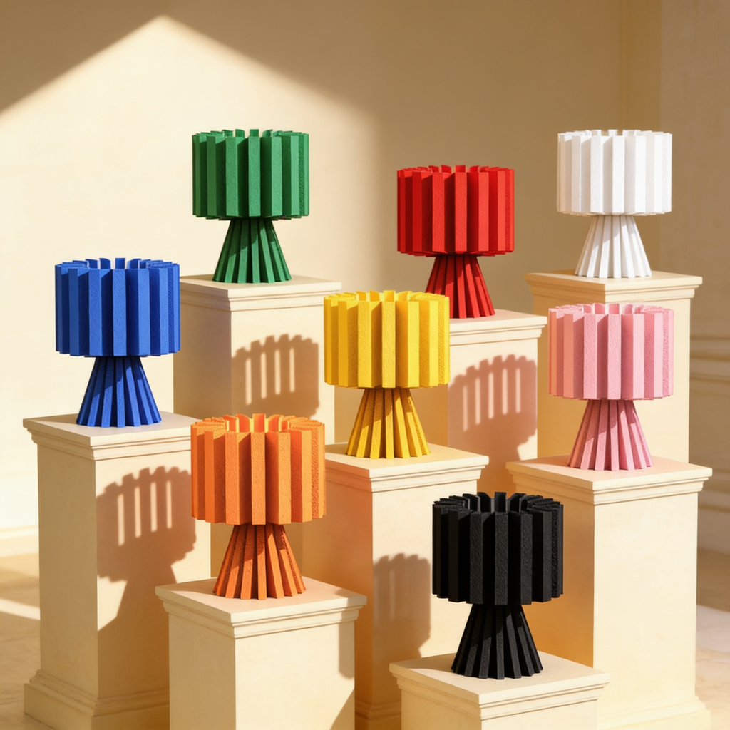 Flaro - Designer Table Lamp: Ribbed Sculptural Bedside Lamp for Bedroom & Living Room