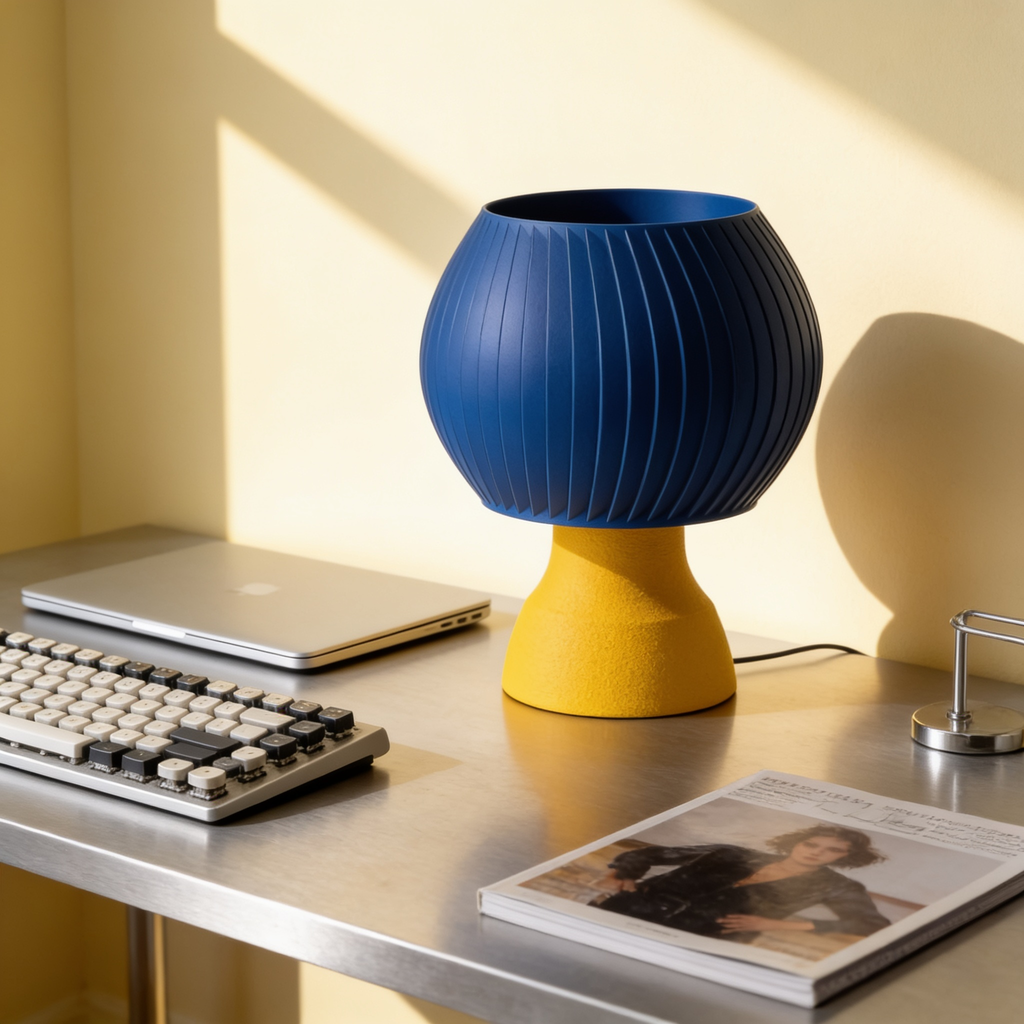 Sfera - Designer Table Lamp: Ribbed Globe Bedside Lamp for Bedroom & Living Room