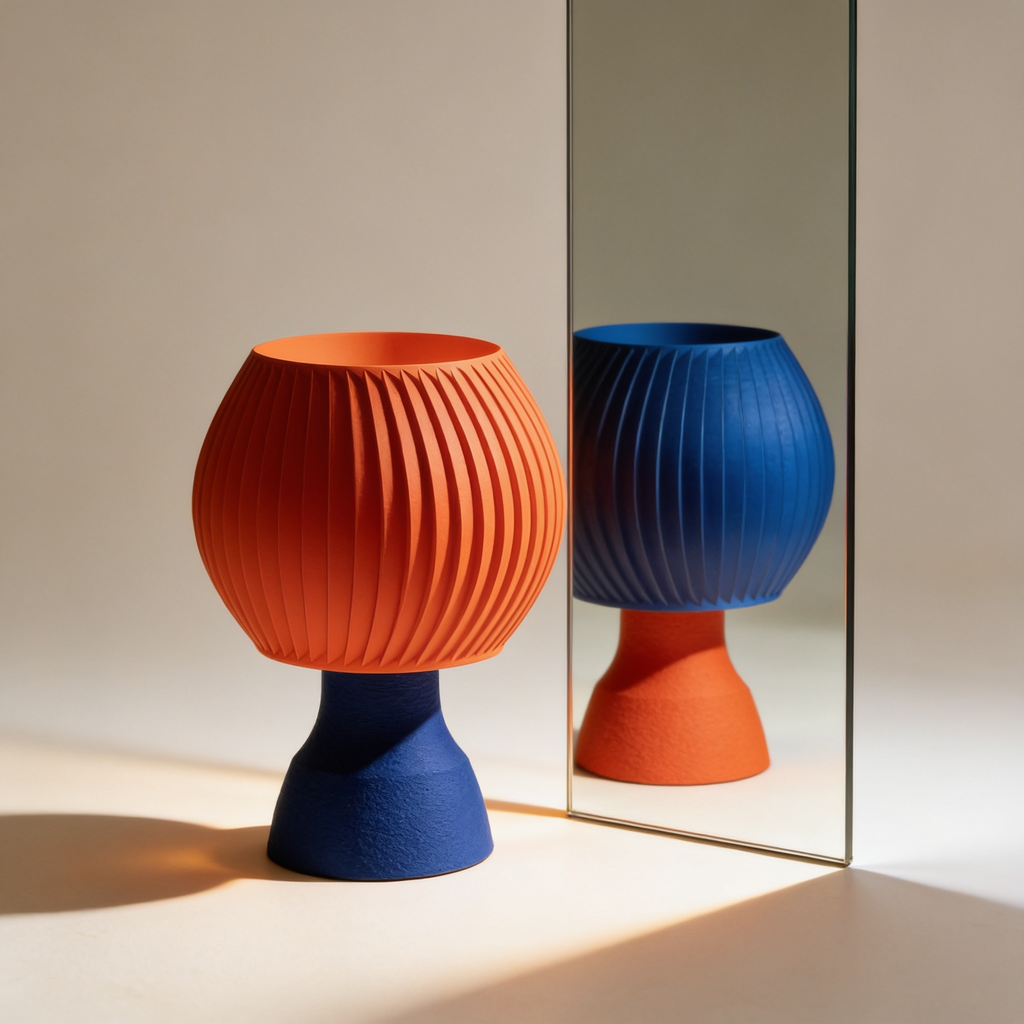 Sfera - Designer Table Lamp: Ribbed Globe Bedside Lamp for Bedroom & Living Room