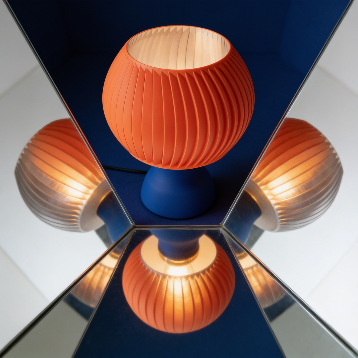 Sfera - Designer Table Lamp: Ribbed Globe Bedside Lamp for Bedroom & Living Room