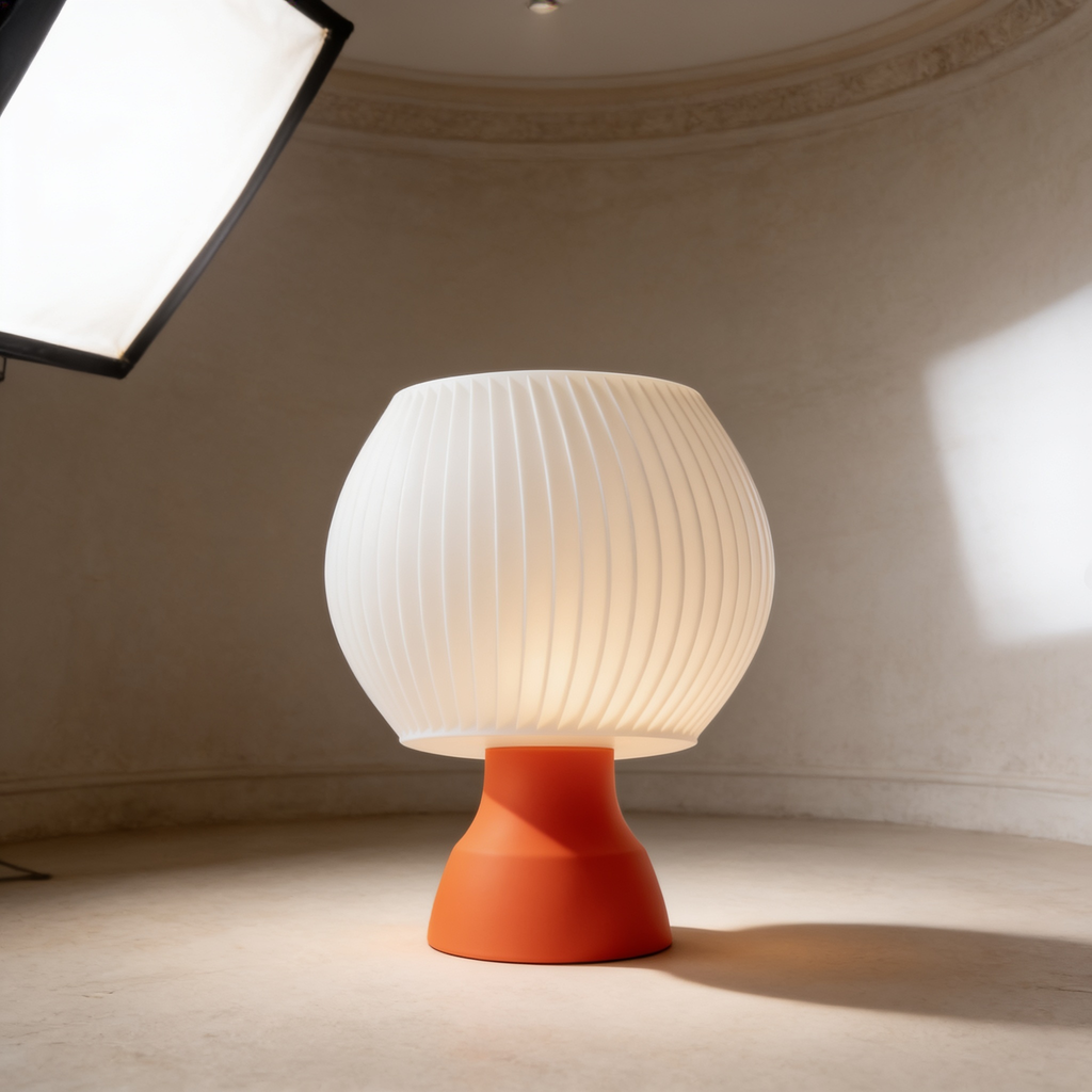 Sfera - Designer Table Lamp: Ribbed Globe Bedside Lamp for Bedroom & Living Room