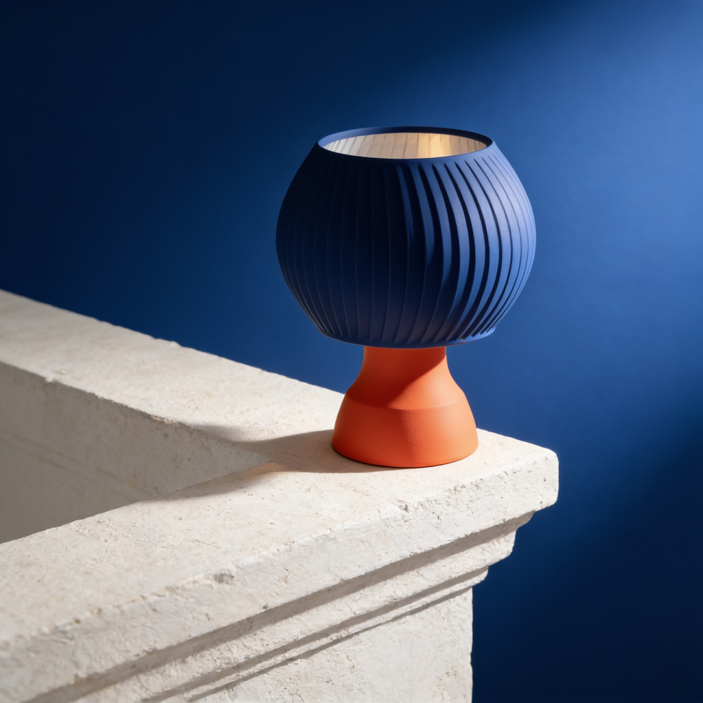 Sfera - Designer Table Lamp: Ribbed Globe Bedside Lamp for Bedroom & Living Room