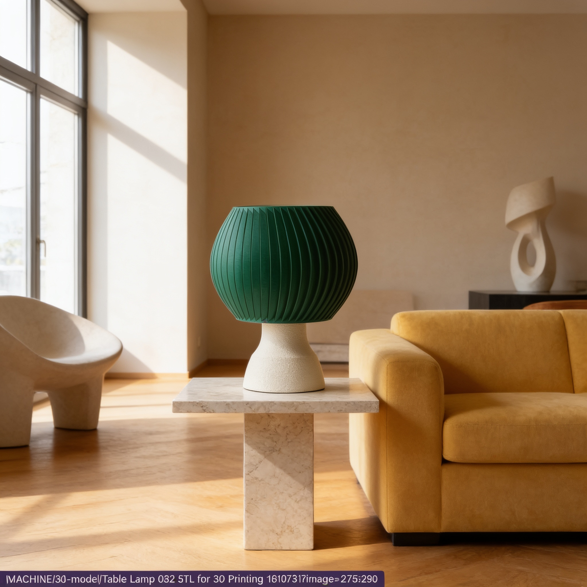 Sfera - Designer Table Lamp: Ribbed Globe Bedside Lamp for Bedroom & Living Room