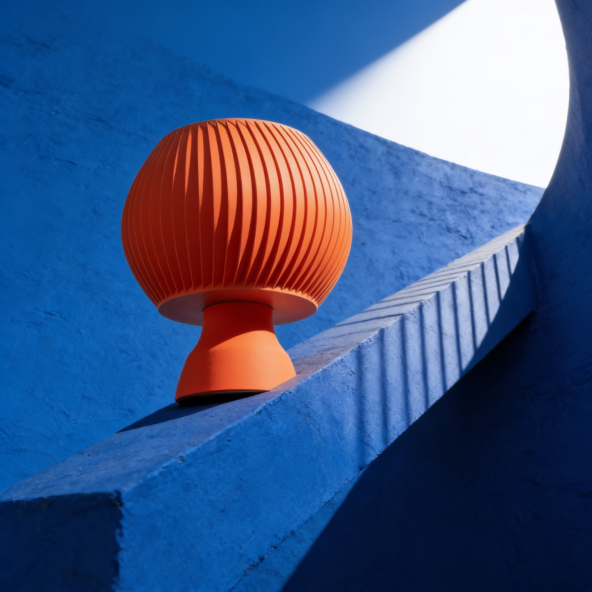 Sfera - Designer Table Lamp: Ribbed Globe Bedside Lamp for Bedroom & Living Room