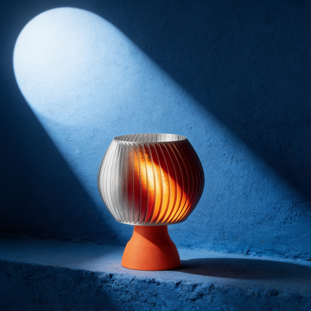 Sfera - Designer Table Lamp: Ribbed Globe Bedside Lamp for Bedroom & Living Room