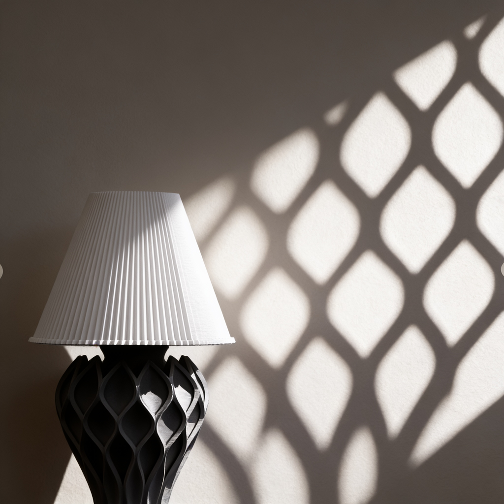 Tressa - Designer Table Lamp: Woven Sculptural Bedside Lamp for Bedroom & Living Room
