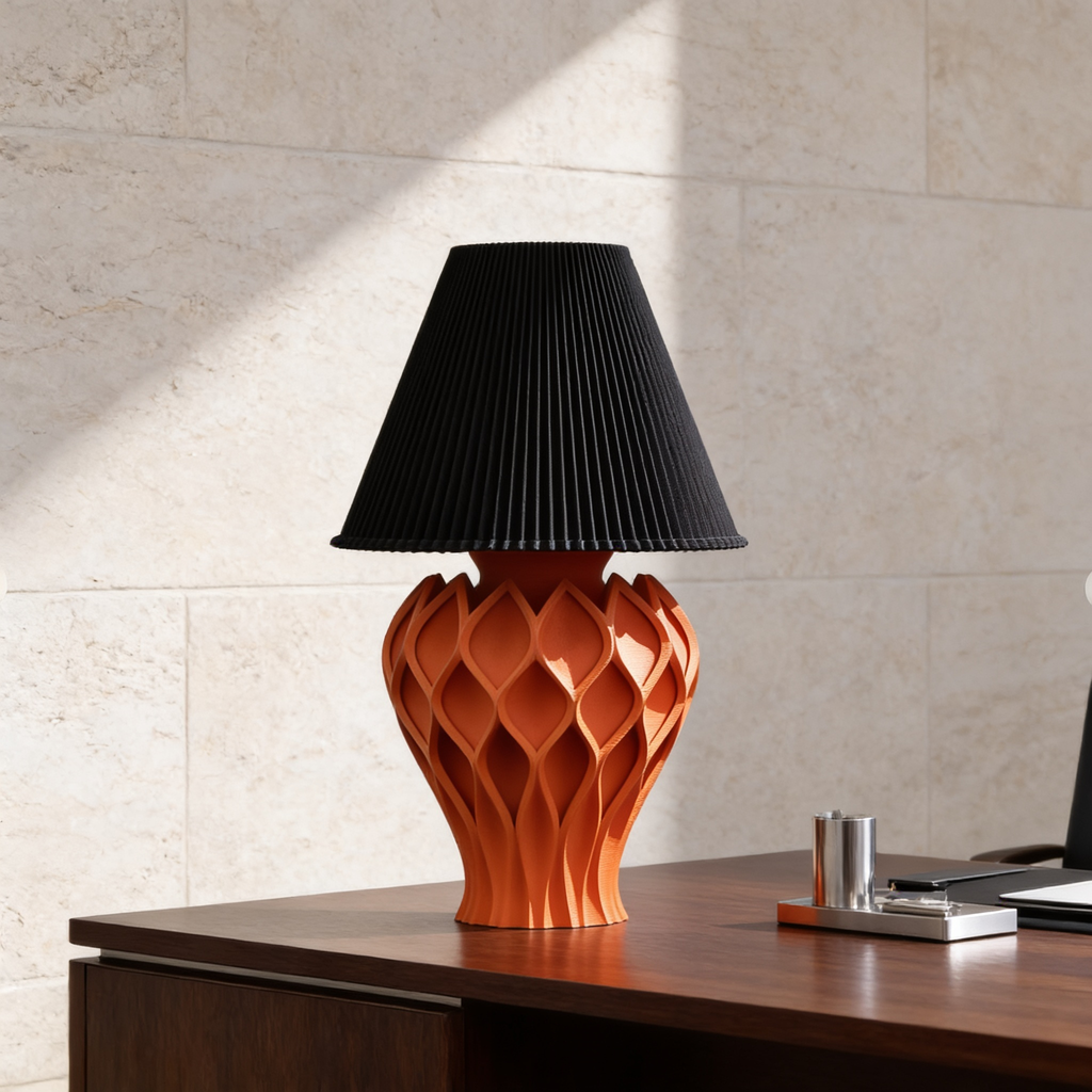 Tressa - Designer Table Lamp: Woven Sculptural Bedside Lamp for Bedroom & Living Room