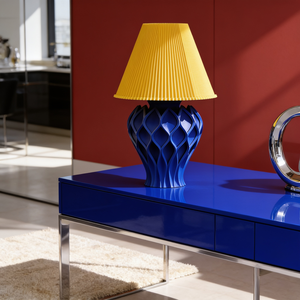 Tressa - Designer Table Lamp: Woven Sculptural Bedside Lamp for Bedroom & Living Room
