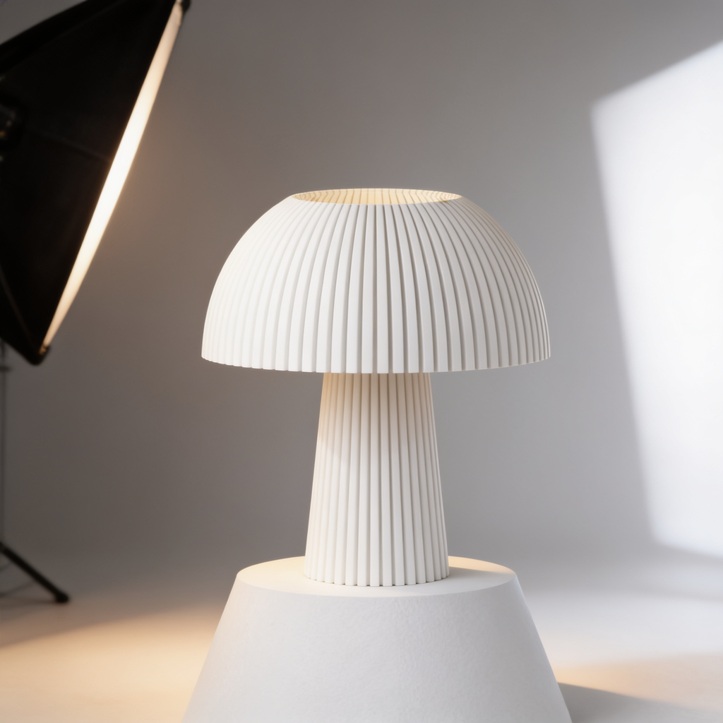 Domera - Designer Table Lamp: Ribbed Dome Bedside Lamp for Bedroom & Living Room