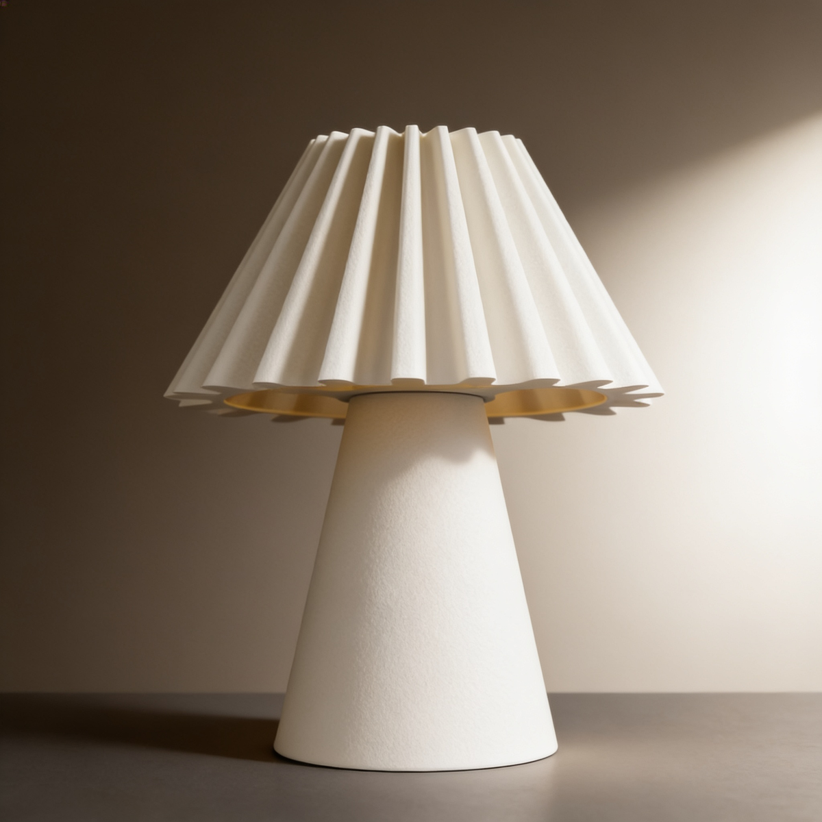 Cresta - Designer Table Lamp: Pleated Sculptural Bedside Lamp for Bedroom & Living Room