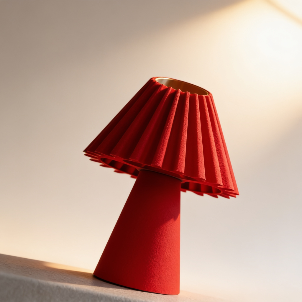 Cresta - Designer Table Lamp: Pleated Sculptural Bedside Lamp for Bedroom & Living Room