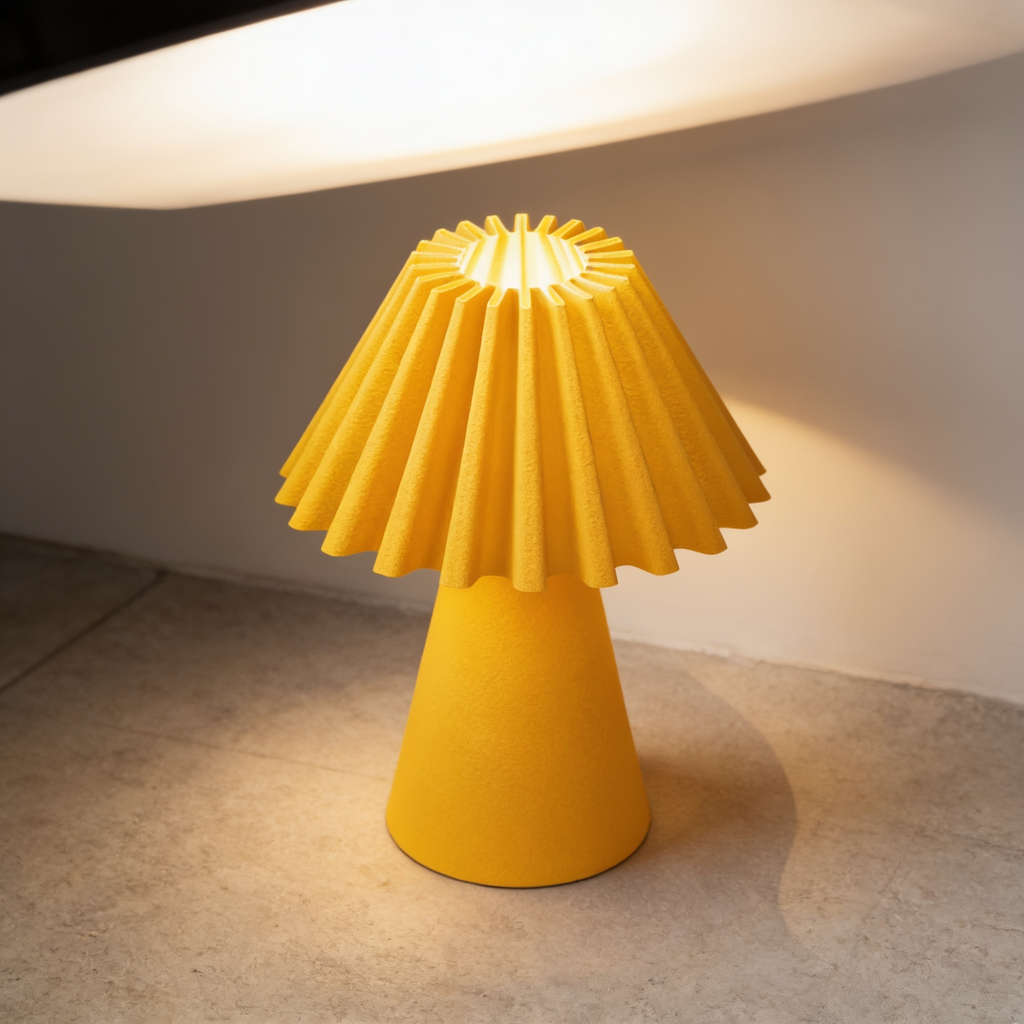 Cresta - Designer Table Lamp: Pleated Sculptural Bedside Lamp for Bedroom & Living Room