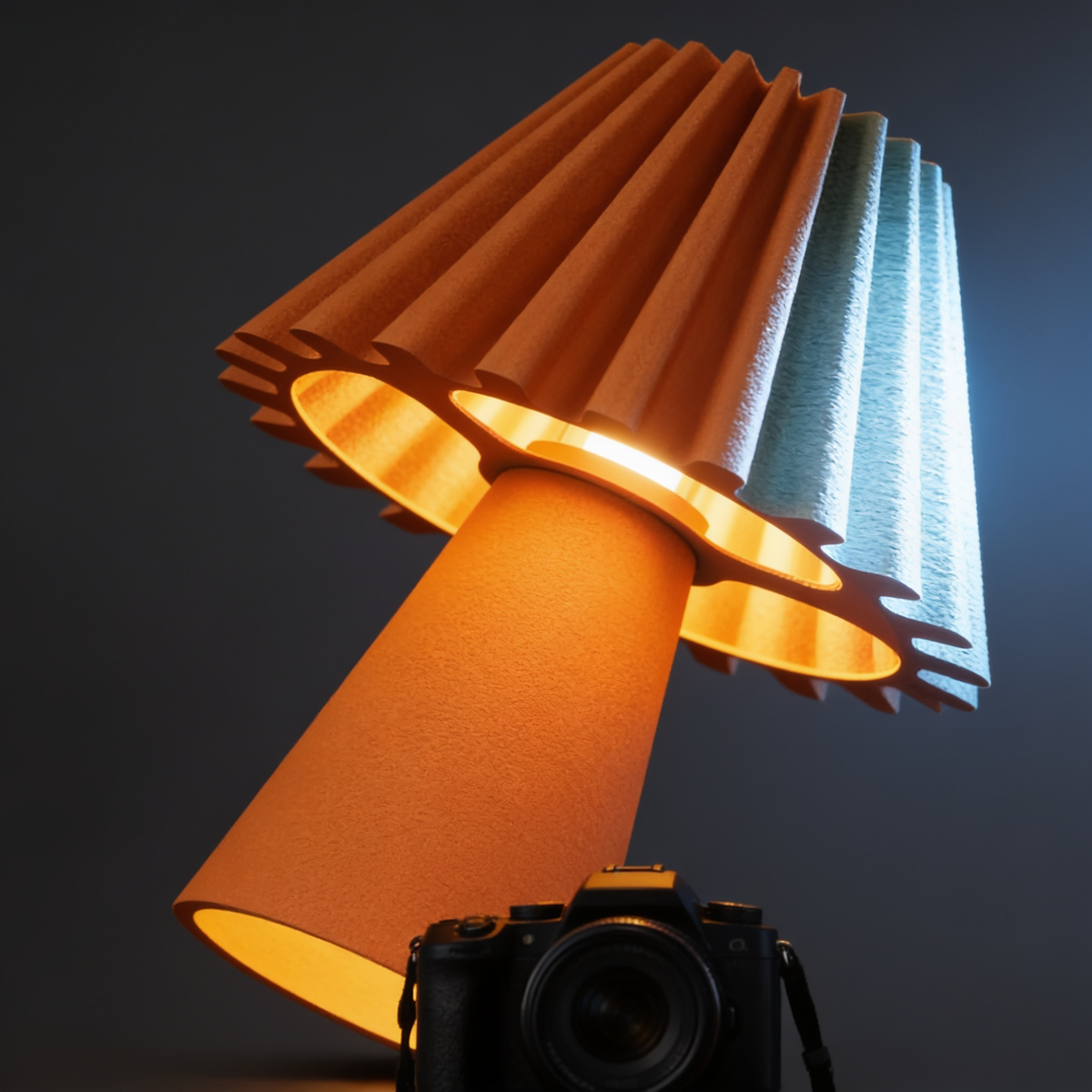 Cresta - Designer Table Lamp: Pleated Sculptural Bedside Lamp for Bedroom & Living Room