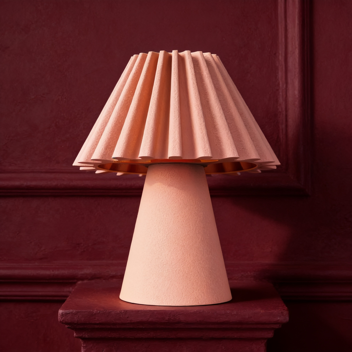 Cresta - Designer Table Lamp: Pleated Sculptural Bedside Lamp for Bedroom & Living Room