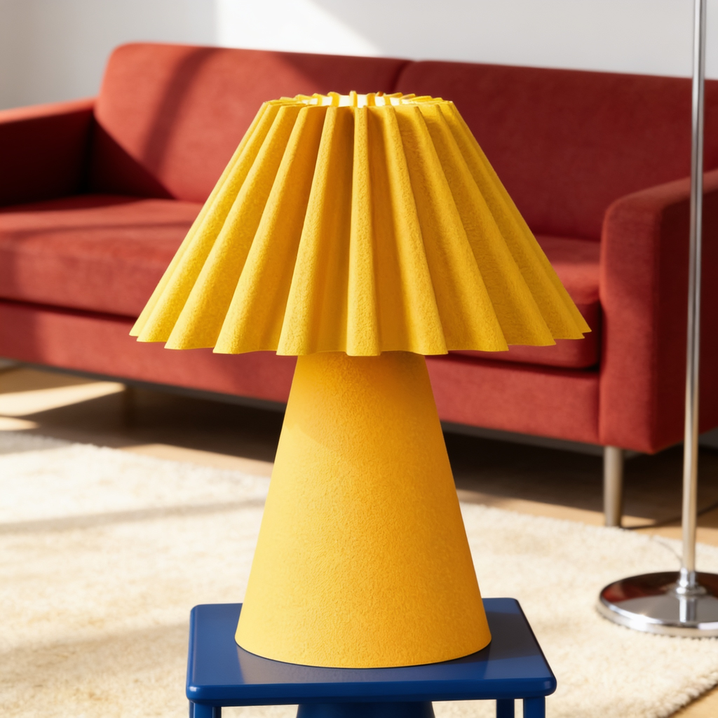 Cresta - Designer Table Lamp: Pleated Sculptural Bedside Lamp for Bedroom & Living Room