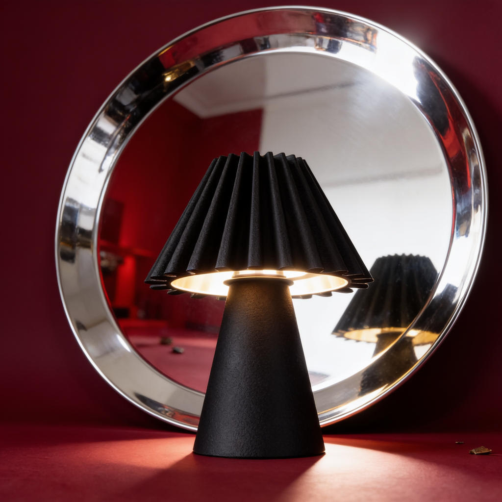 Cresta - Designer Table Lamp: Pleated Sculptural Bedside Lamp for Bedroom & Living Room