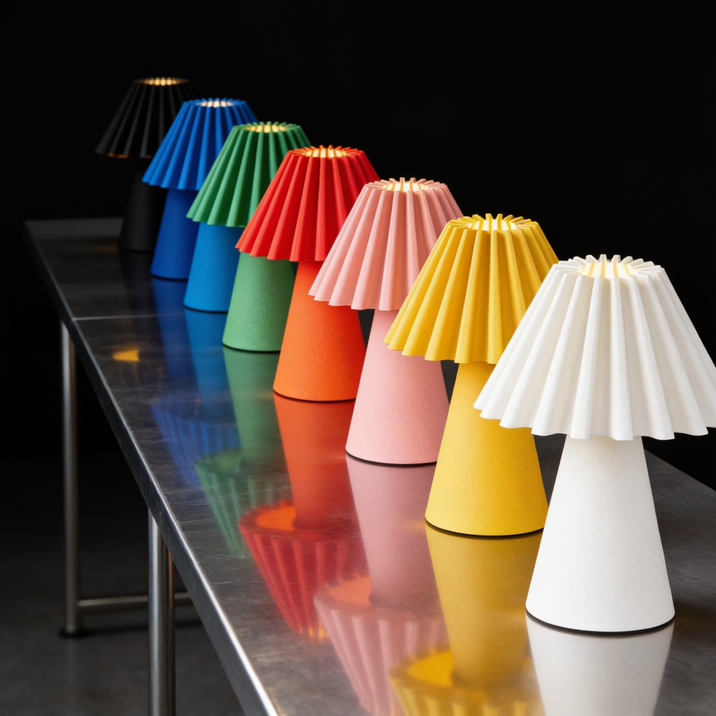 Cresta - Designer Table Lamp: Pleated Sculptural Bedside Lamp for Bedroom & Living Room